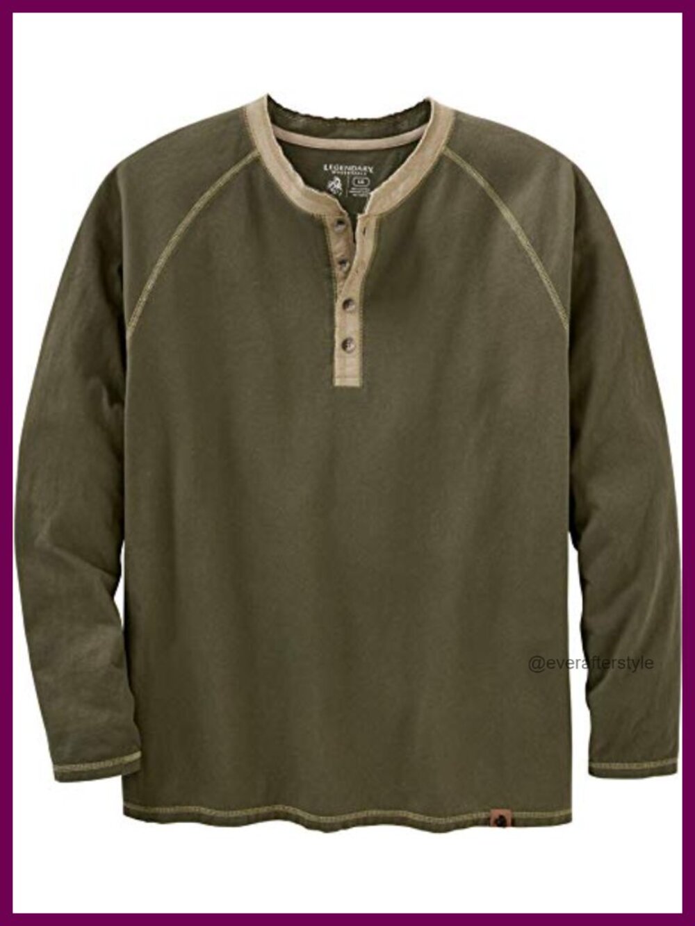 Long Sleeve Cotton Henley Shirt Casual 4-Button Raglan